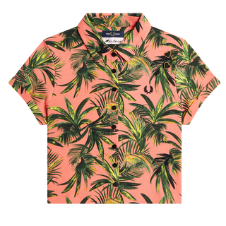 Fred Perry - Amy Palm Print Pique Shirt SG5142 coral heat Q23 